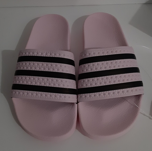 Adidas Womens Slide Sandals Pink & Black Adilette - Picture 2 of 7